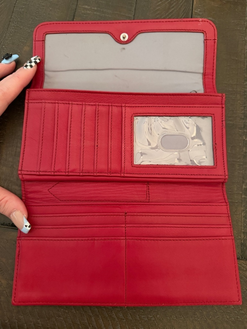 Red Soft Leather Long Wallet for Women - Picture 6 of 14